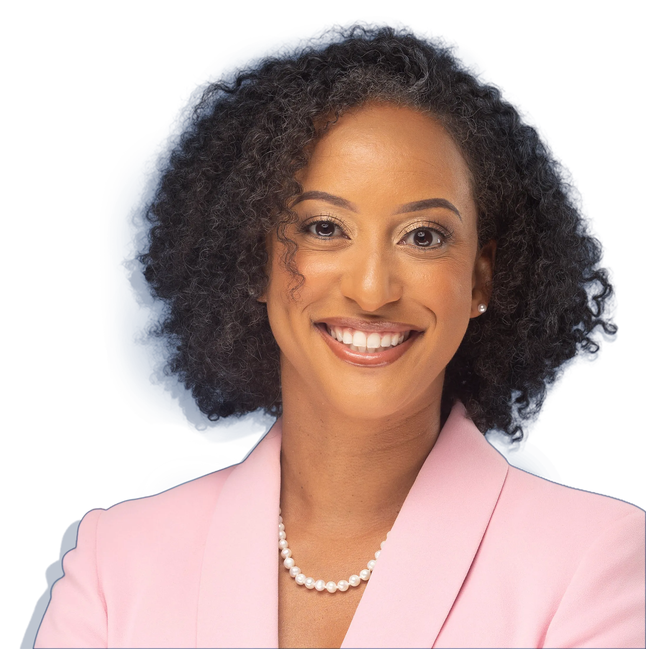 Jessica Hannah smiling, wearing a pink blazer